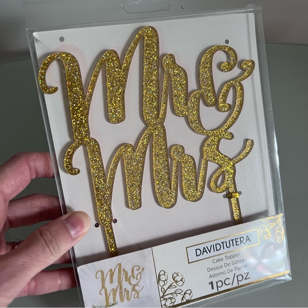 Mr. & Mrs. Gold Wedding Cake Topper